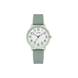 Светло-зеленый корпус, белый циферблат, светло-зеленая полоска