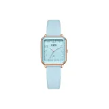 Розовое золото, корпус, светло-синий циферблат, светло-синий ремешок