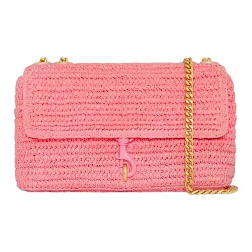 REBECCA MINKOFF Edie Плетеная соломенная сумка сумка через плечо среднего размера женская розовая соломенная