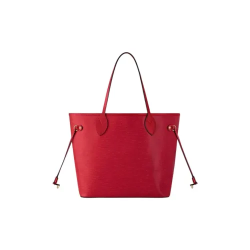 LOUIS VUITTON NEVERFULL Кожаная отделка Тоут Сумка Сумка для покупок Сумка среднего размера Женская Красная