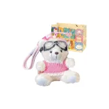 Белый медведь с очками + розовое платье в коробке