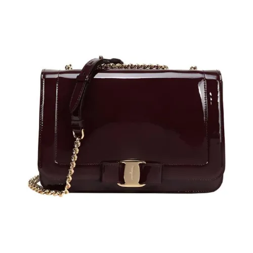 FERRAGAMO Vara Лакированная кожа Сумка через плечо Женская Коричневая