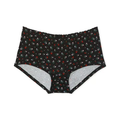 Victoria's Secret Розовый хлопок Boyshort трусы Чисто черный цветочный принт нижнее белье женское 1 упаковка черный цветочный