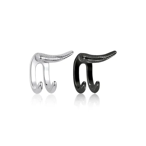 FOREVER MELODY Титановые и стальные серьги-гвоздики Мужские Серебряные Черные