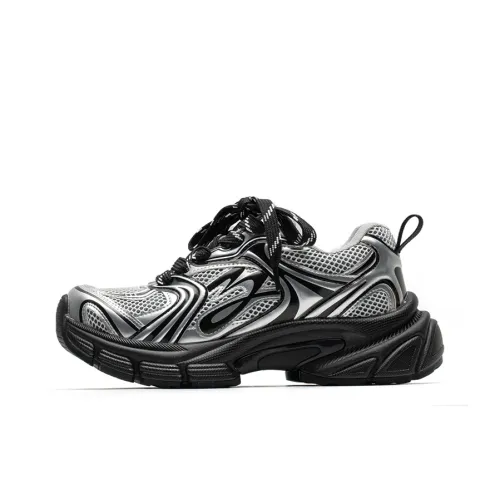 Mule Donkey визуально увеличивает рост Дышащий Низкий Топ Толстая подошва Кроссовки Унисекс Жидкое серебро