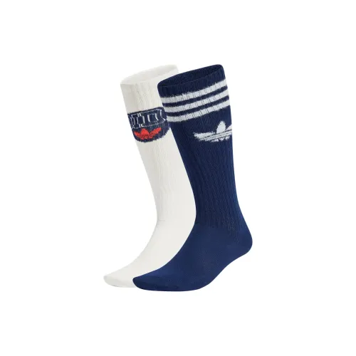 Adidas 2 шт Темно-индиго + Белые Женские Колено-высокие Носки