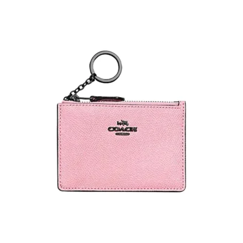 COACH Skinny Id Case Крестообразная текстура Кожа Мелочь Кошелек Картхолдер Женские Розовый