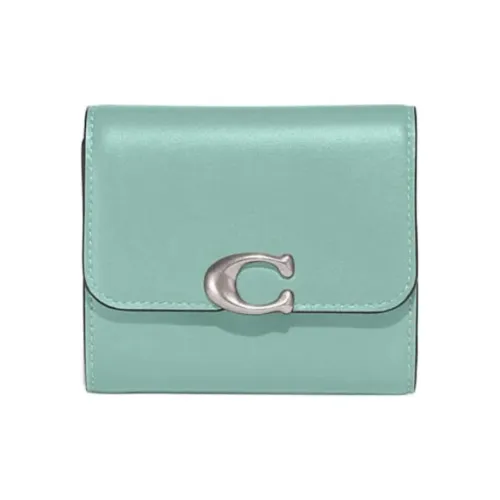 COACH Bandit Коровья кожа Монетница Кошелек Мини Женский Светло-синий