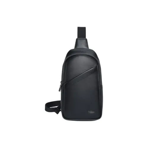 GOLDLION Сумка через плечо из коровьей кожи одно плечо средний размер мужская черная