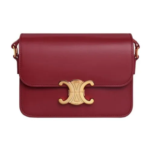 CELINE Triomphe Овечья кожа Телячья кожа Сумка через плечо Женская Светлый Бордовый