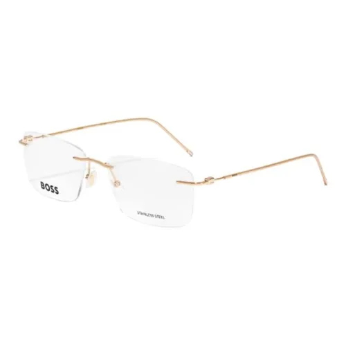 HUGO BOSS Alloy Metal Rectangular Eyeglass Frames Men's Gold