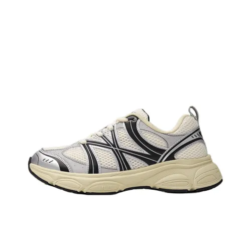 Mlb Base Logo Chunky Runner Ace Runner Устойчивый к истиранию Низкий Топ Беговые кроссовки Унисекс Бежевый Черный