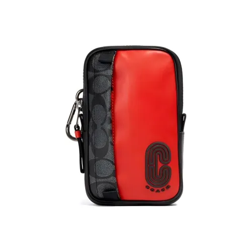 COACH Hybrid Canvas Leather Wallet Coin Purse Small Men's Red Black