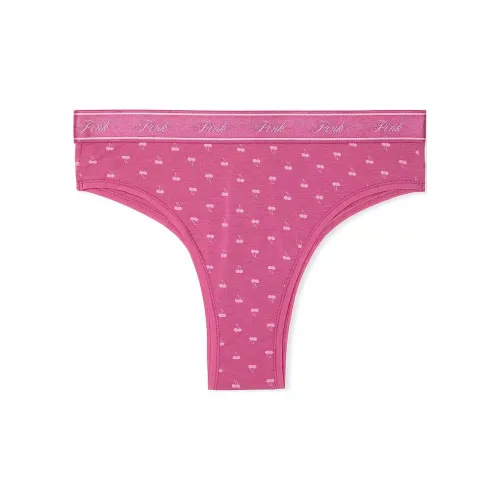 Victoria's Secret Розовый логотип Хлопок Бразильские трусы M C P Нижнее белье Женские 1 упаковка Фуксия Вишня с принтом