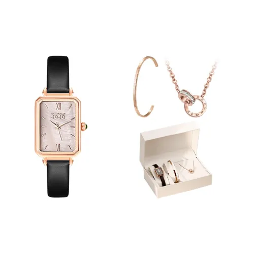 NATURALLYJOJO Наручные часы Кварцевый механизм Матиальная раковина Циферблат часов Женские часы Браслет Ожерелье Набор в подарочной коробке
