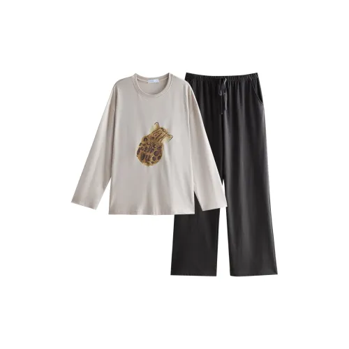 Same Language Пижамный комплект Женский Абрикос Чернила Серый