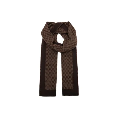 BALMAIN Шерсть Кожа Вязаные шарфы Мужской Коричневый