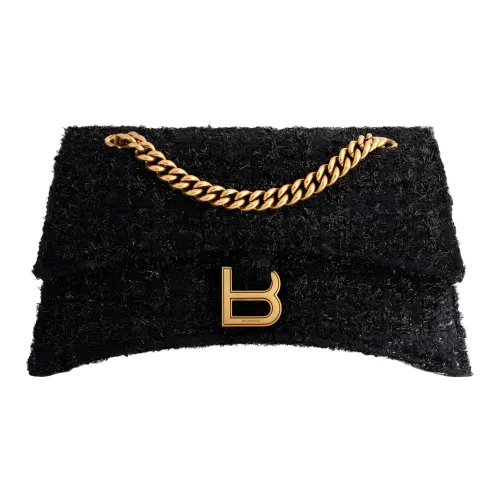 Balenciaga Crush Яркий Твид Сумка Сумка через плечо Женская Черная