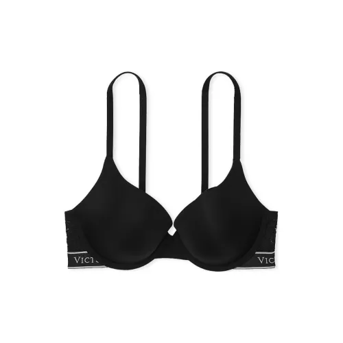 Victoria's Secret PUSH Up Perfect Shape Ribbed Cotton Bra Черный Bra Женские Черный