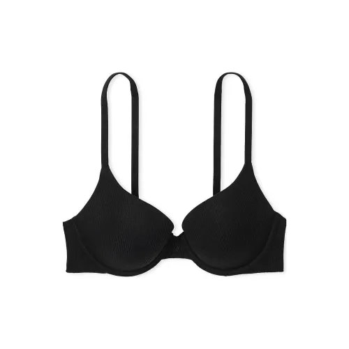 Victoria's Secret PUSH Up Perfect Shape Ribbed Cotton Bra Черный Bra Женские Черный