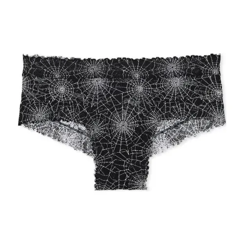 Victoria's Secret Розовый Wink Cheeky Panty Spiderweb Принт Нижнее белье Женские 1 Пачка Черный паук Web