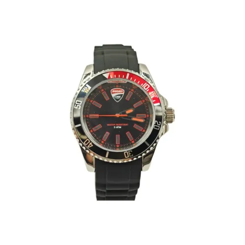 DUCATI Кварцевый механизм резиновый ремешок унисекс черный циферблат