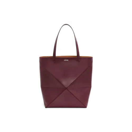 LOEWE Блестящая Телячья Кожа Тоут Сумка Сумка для покупок Сумка через плечо Сумка Extra Large Женская Темно-бордовый