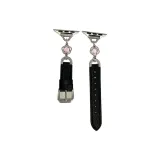 Цветочный дизайн и кожа браслет ~ черный