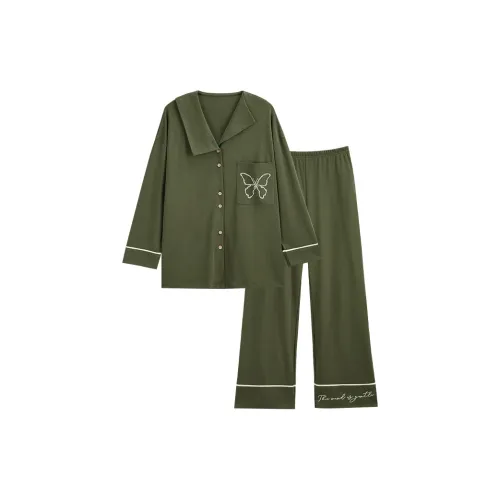 Dream Heart Пижама Комплект Женский Темно-Зеленый