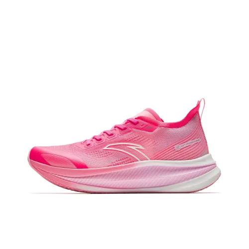 ANTA Амортизация Устойчивость к истиранию Дышащий Низкий Топ Полная длина Карбоновая плита Беговые кроссовки Мужской Красный Розовый