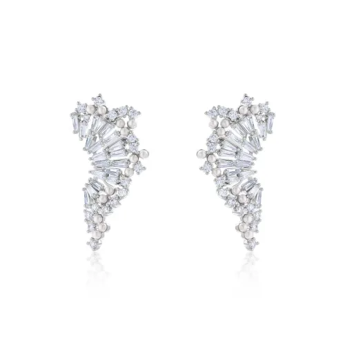 Серьги Vegetarian S925 Серебряные с Медными Серьгами с Цирконием Унисекс