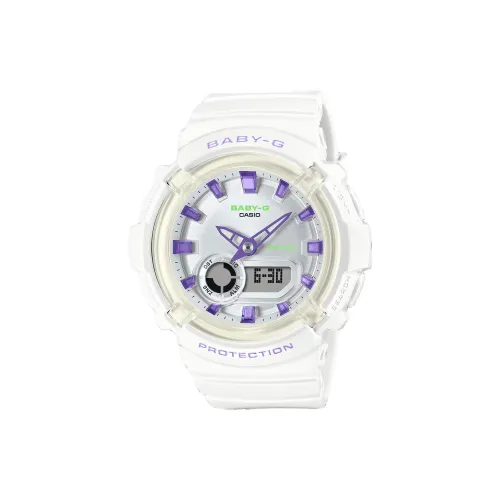 CASIO BGA 280 Collection Кварцевый механизм Смольный ремешок Часы унисекс Серебристый циферблат