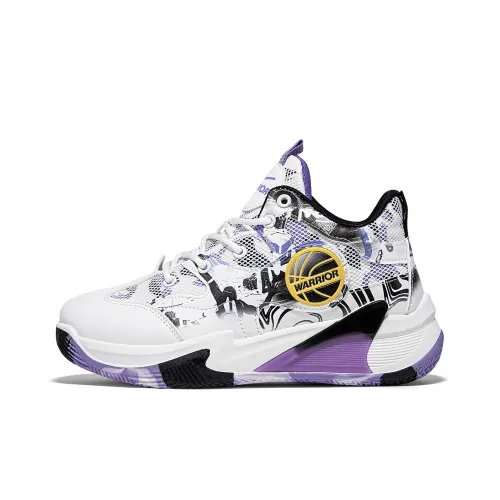 WARRIOR Винтажные баскетбольные кроссовки MID Топ Белый Фиолетовый Черный Мужской