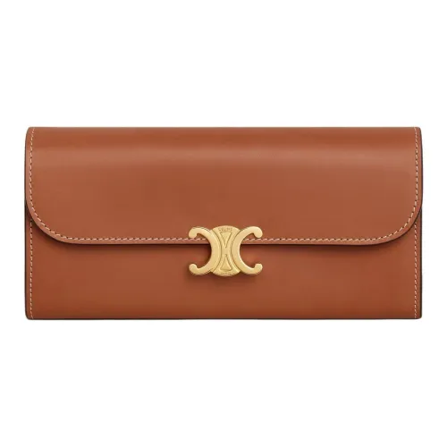 CELINE Triomphe Natural Calfskin Wallet Large Women's Brown