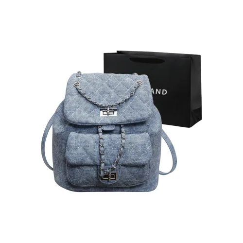 PINK·LAND Denim Backpack Standard Women's Blue Light Blue Dark Blue PINK·LAND Деним Рюкзак Стандартный Женский Синий Светло-Синий Темно-Синий