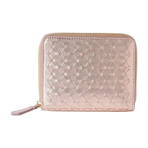 Serapian Ткани вязаные Овечья шкура Кожа наппа Кошелек Мини Женские Металлический розовый