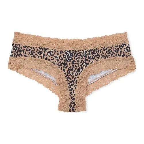 Victoria's Secret Розовый Wink Кружевная отделка Cheeky Panty Пралине Леопардовый принт Нижнее белье Женские 1 шт Леопардовый принт