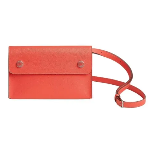 HERMES Эпсомская кожа Кошелек Сумка через плечо Женская Апельсин