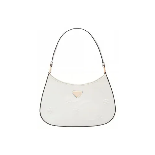 PRADA Cleo Блестящая кожа плечо сумка-полумесяц сумка сумка через плечо женская белая