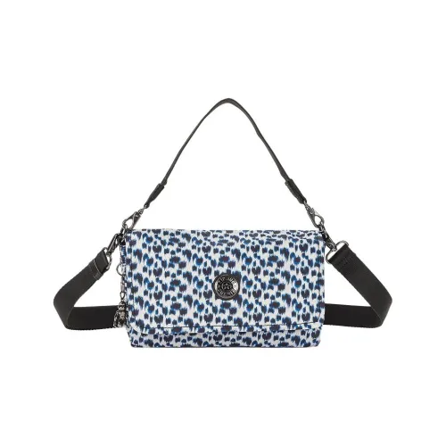 Kipling Полиэстер Сумка через плечо Сумка Маленькая Женская Синяя Леопард Белая Cheetah