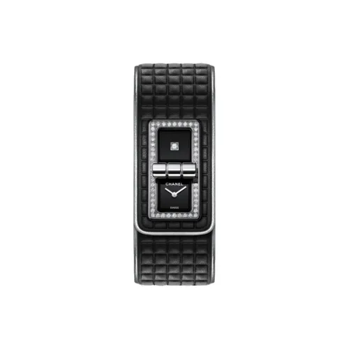CHANEL CODE COCO Часы Кварцевый механизм Коровья кожа Ремешок 39,3*25 мм Черный циферблат Унисекс