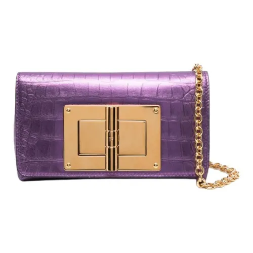 TF Телячья кожа Сумка через плечо Сумка на плечо Мини Женская Серо-фиолетовая