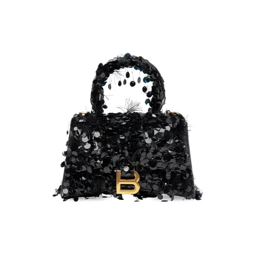 Balenciaga HOURGLASS Овечья кожа Сумка через плечо Сумка Extra Mini Женская Черная