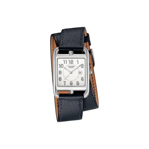 HERMES Cape Cod Collection Женские часы Кварцевый механизм Коровья кожа Ремешок 37*29 мм Белый циферблат