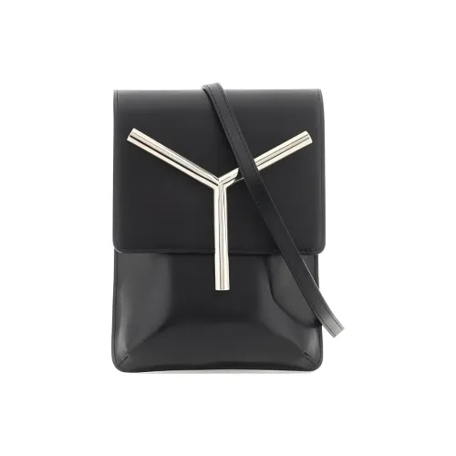 YProject Телячья кожа Курьерская сумка Сумка через плечо Мужская Черная