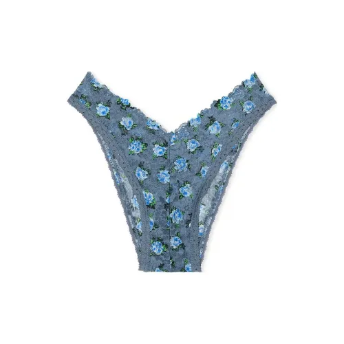 Victoria's Secret Розовый Wink V Передняя часть Бразильские трусы D I F P Нижнее белье Женские 1 упаковка Синий Цветок