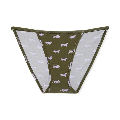 Victoria's Secret Розовый Хлопок STRING Бикини Panty C N O D P Нижнее белье Женские 1 шт Оливковый Собака Принт