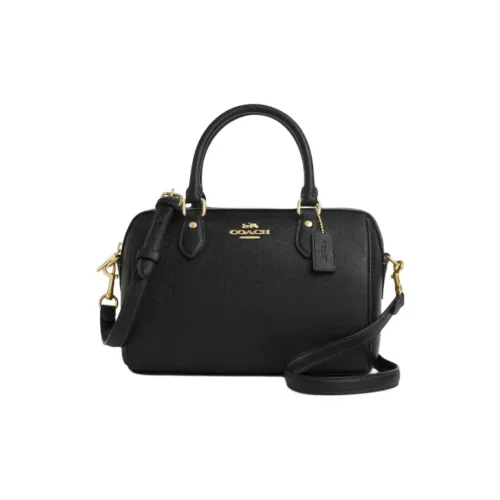 COACH Rowan Крестообразная текстура кожа через плечо сумка средний размер женская черная