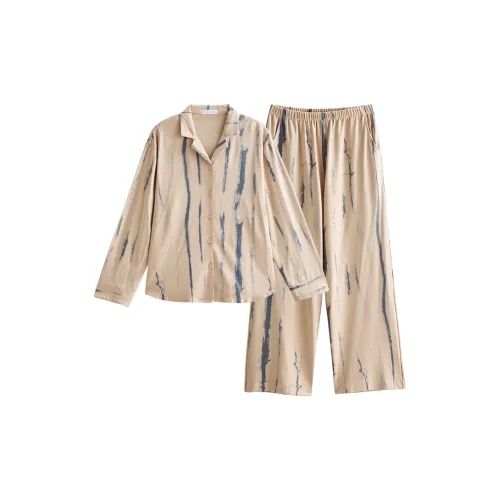 Same Language Пижамный комплект Женские Светло-деревянный Коричневый Древесное зерно