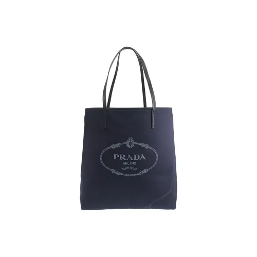 PRADA Деним с кожаными вставками одна плечевая сумка большая женская синяя